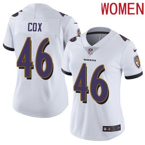 2019 Women Baltimore Ravens 46 Cox white Nike Vapor Untouchable Limited NFL Jersey